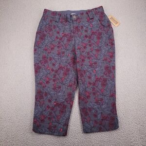DULUTH Pants Size 8 Rootstock Gardening Petal Pusher Gray Red Floral NEW